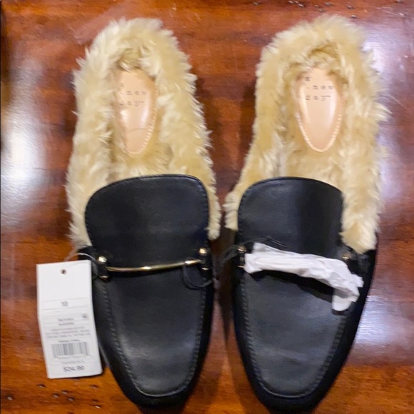 rebe faux fur mule flats